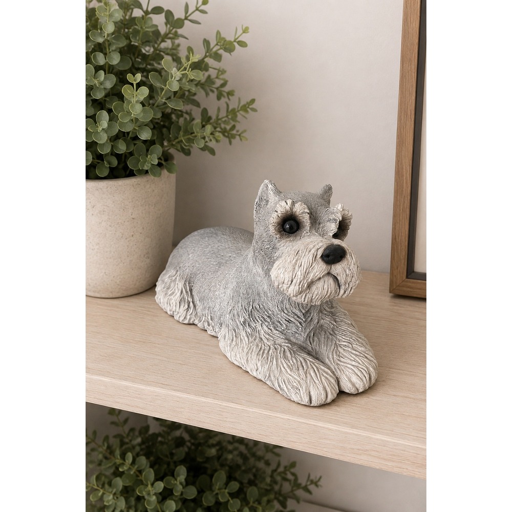 Vintage Sandicast Gray Schnauzer Dog Figurine Sandra Brue Signed 80s Collectible